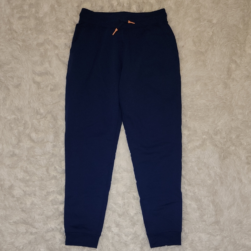 Womens Navy Blue Jogger Pants with Orange Accents